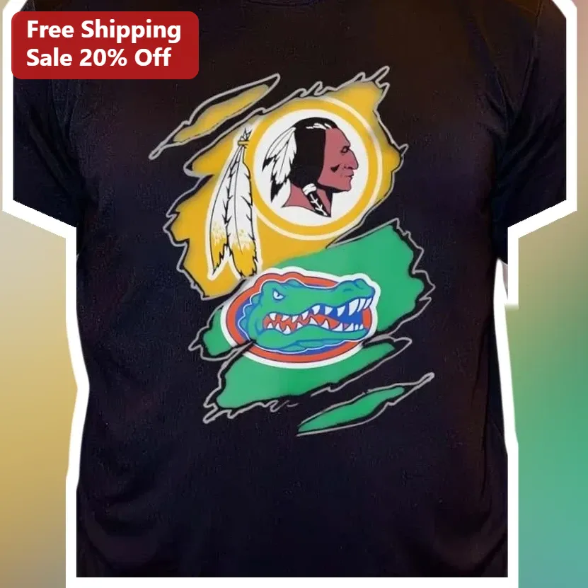 Washington Commanders Florida Gators Dual Logo Tee NFL NCAA Crossover Fan Gift