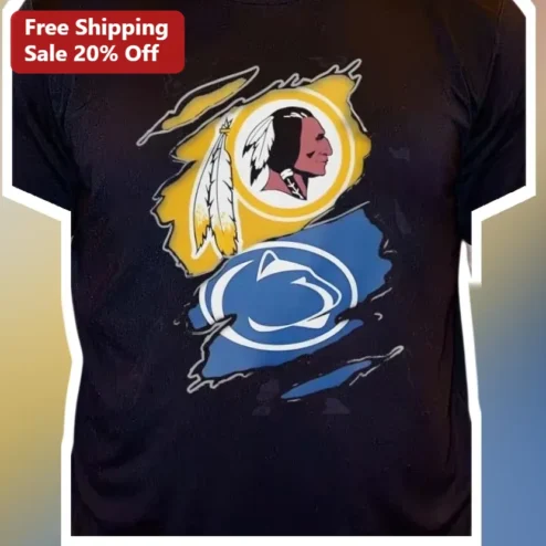 Washington Commanders Penn State Nittany Lions Dual Logo Tee Kaytron Allen NFL College Football Fan Shirt