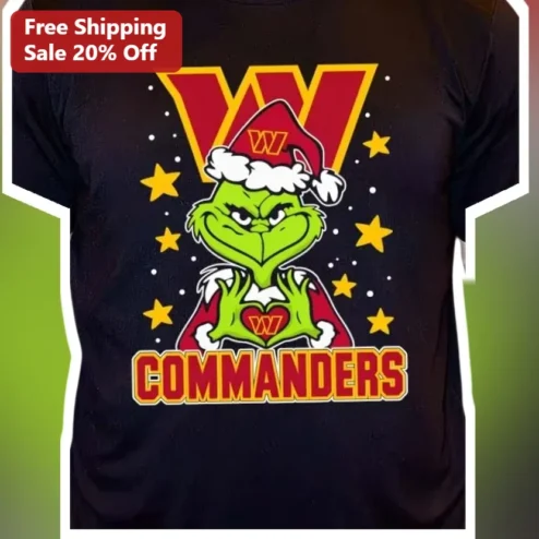 Washington Commanders The Grinch Christmas Graphic Tee Funny Holiday NFL Fan Shirt
