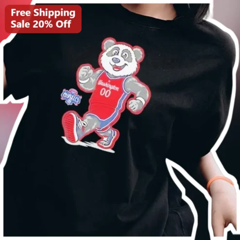 Washington Mystics Hoops Raccoon Mascot Tee Black WNBA Basketball Fan Shirt