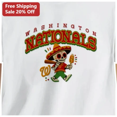Washington Nationals Dia De Los Muertos Skeleton Baseball Tee Men's MLB Fan Shirt