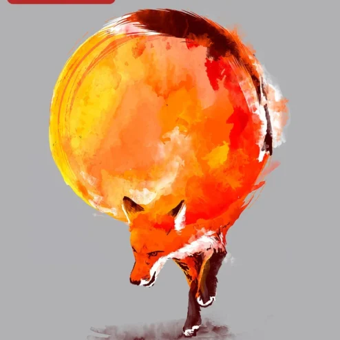 Watercolor Fox Circle Art Digital Print Cute Wildlife Wall Decor for Nursery Kids Room Holiday Gift on a hanger, ready to ship from Chicago, Illinois