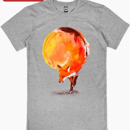Customer in Chicago, Illinois wearing Watercolor Fox Circle Art Digital Print Cute Wildlife Wall Decor for Nursery Kids Room Holiday Gift