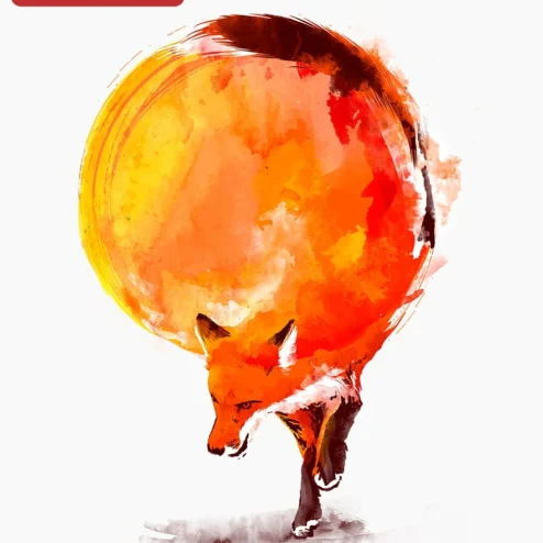Watercolor Fox Circle Art Digital Print Cute Wildlife Wall Decor for Nursery Kids Room Holiday Gift