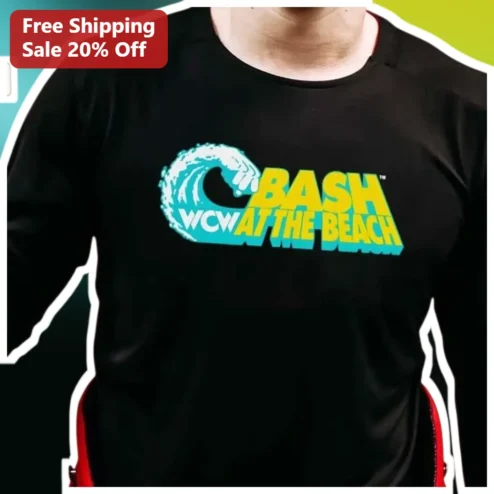 WCW BASH AT THE BEACH Long Sleeve Shirt Retro Pro Wrestling Merch Black Unisex