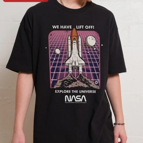 We Have Lift Off Explore The Universe Retro Synthwave Space Shuttle Launch Graphic Tee