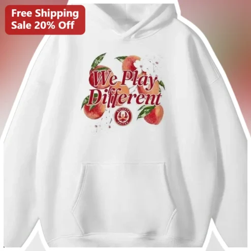 We Play Different Hoodie Atlanta United FC Soccer Fan Merch Watercolor Peach Design Unisex Pullover