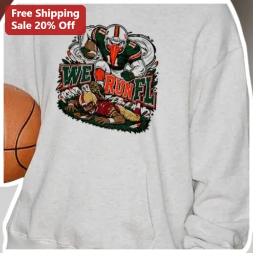 WE RUN FL Sweatshirt Florida Running Club Vintage Football Crewneck Gift