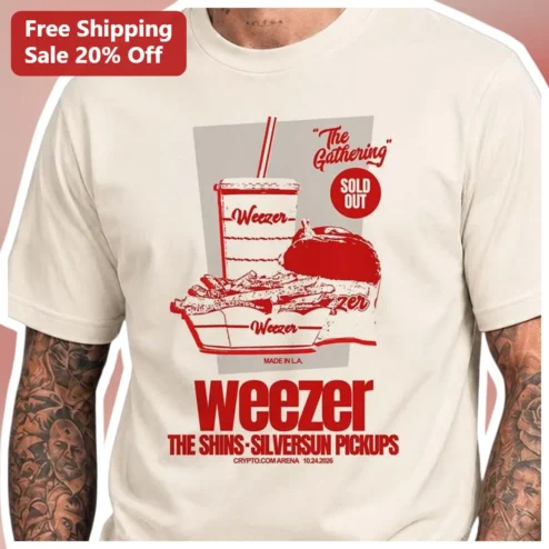 Weezer The Gathering Tour Tee Silversun Pickups Shins Indie Rock Band Merch Gift