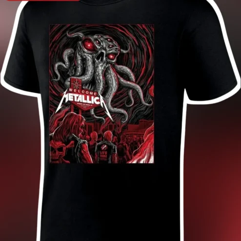 Welcome Metallica Tee Horror Themed Heavy Metal Band Shirt for Fans