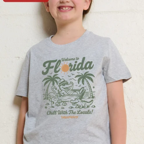 Welcome to Florida Chill With The Locals Kids Tee Funny Alligator Hammock Graphic Shirt