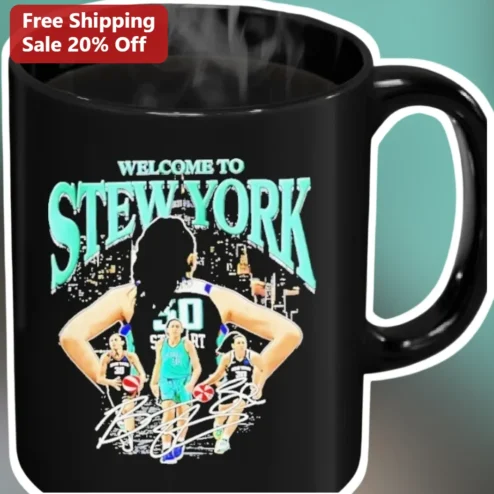 Welcome To Stew York Mug Breanna Stewart Signature WNBA Basketball Coffee Cup Gift