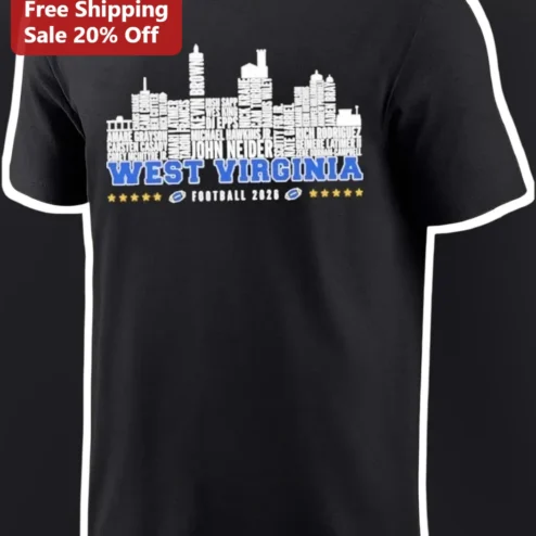 West Virginia Football 2026 Tee WVU Mountaineers College Fan Gear Personalized Name Shirt
