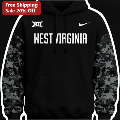 West Virginia Mountaineer Hoodie Big 12 Camo Sleeve College Sports Apparel