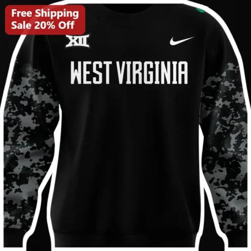 West Virginia Sweatshirt Big 12 Mountaineers Camo Sleeve Crewneck for Men Women