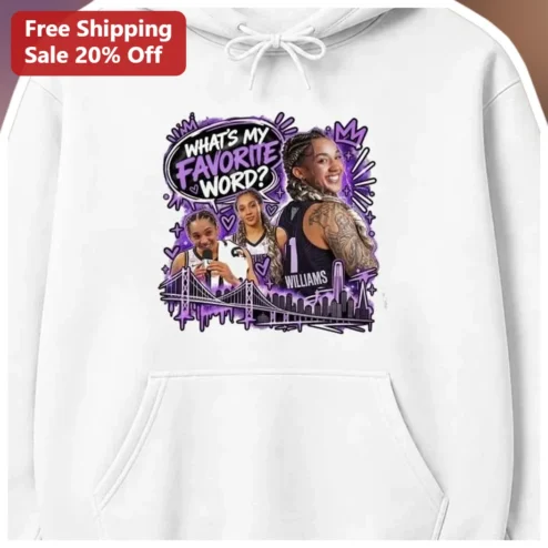 What's My Favorite Word? Angel Reese Hoodie WNBA Basketball Fan Gift available at our Chicago, Illinois warehouse
