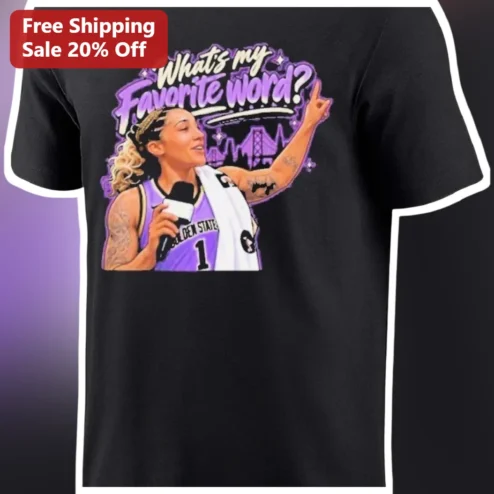 What's My Favorite Word? Sabrina Ionescu WNBA Golden State Valkyries Tee available at our Chicago, Illinois warehouse