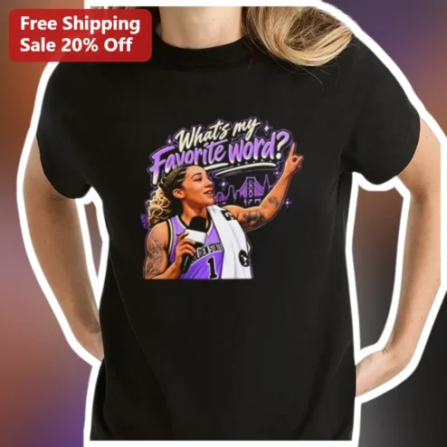 What's My Favorite Word? Sabrina Ionescu WNBA Graphic Tee available at our Chicago, Illinois warehouse