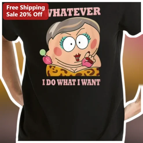 Whatever I Do What I Want Sassy Grandma Cartoon Tee Funny Elderly Woman Gift
