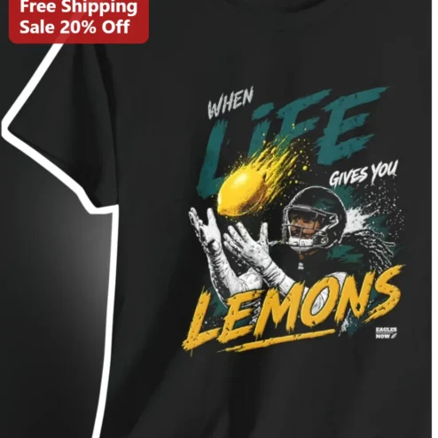When Life Gives You Lemons Football Player Tee Funny NFL Sports Humor Graphic Shirt for Men