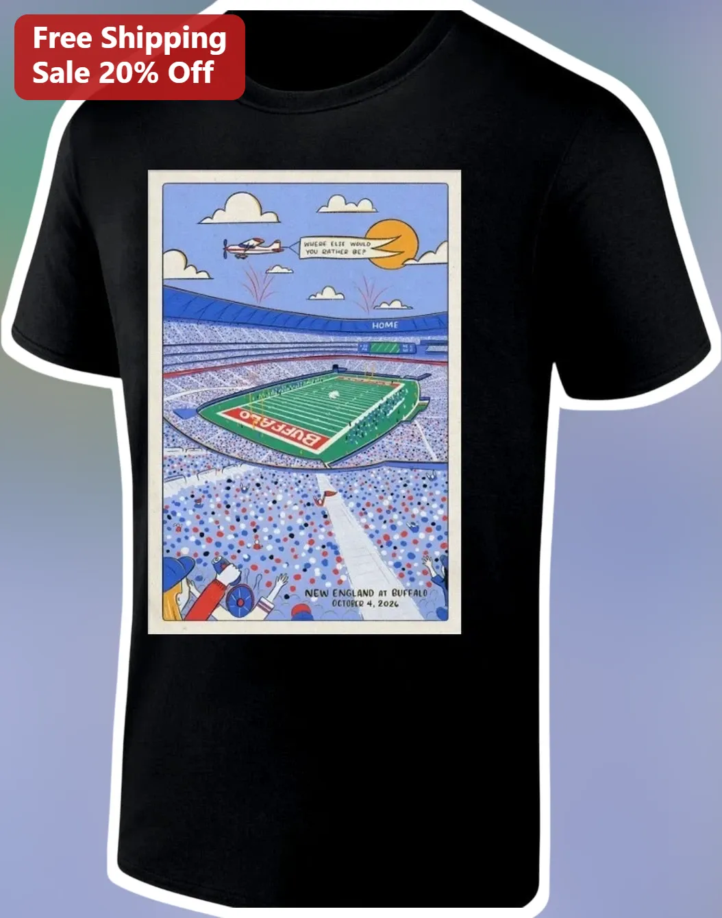 Where Else Would You Rather Be Retro Football Stadium Graphic Tee Buffalo Bills Fan Gift