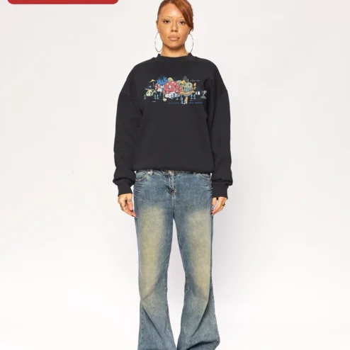 Whimsical Mushroom Fantasy Sweatshirt Cottagecore Forest Art Crewneck Gift for Women Men