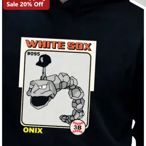 White Sox Onix Hoodie Retro Baseball Card Pokemon Fan Apparel Gift