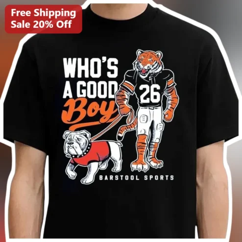 Who's A Good Boy Barstool Sports Tee Vintage Tiger Bulldog Football Graphic Shirt