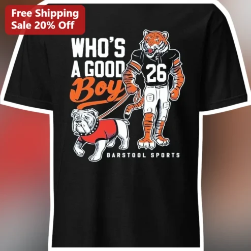 Who's A Good Boy Tiger Bulldog Football Mascot Tee Funny Dog Lover Gift