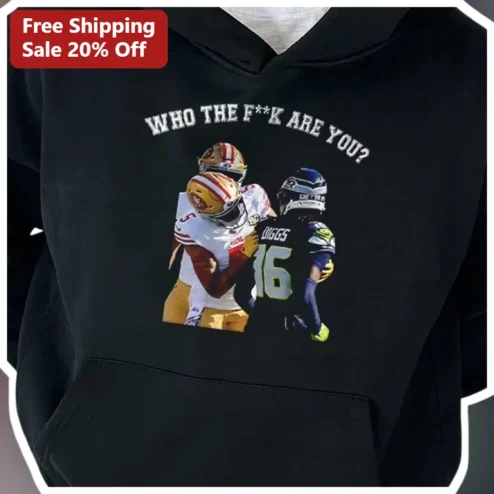Who The F**k Are You NFL Football Tackle Graphic Hoodie Funny Meme Apparel for Men