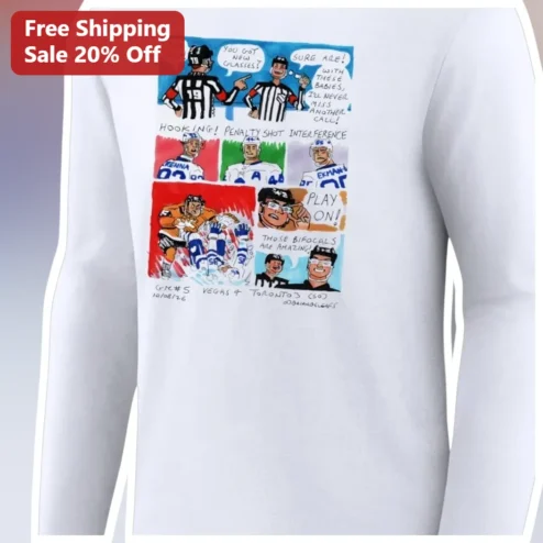 Whoa Fella You Got New Glasses Hockey Referee Long Sleeve Tee Funny Penalty Shot Gift