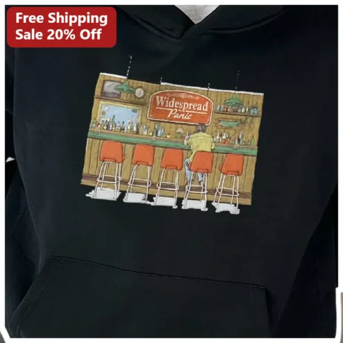 Widespread Panic Hoodie Vintage Bar Scene Graphic Merch Gift for Men Women available at our Chicago, Illinois warehouse