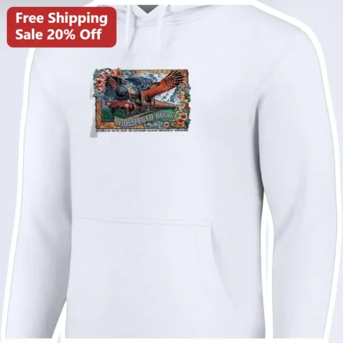 Widespread Panic Hoodie Vintage Floral Train Logo Jam Band Merch Unisex Pullover available at our Chicago, Illinois warehouse
