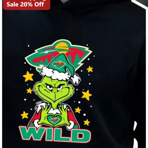 WILD Hoodie The Grinch Minnesota Wild NHL Hockey Christmas Gift Black Pullover