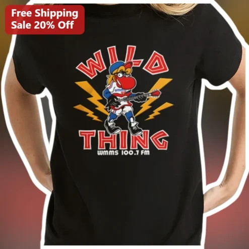 WILD THING Tee Retro Rock Roll Mascot Guitar Graphic T-Shirt for Classic Rock Fans available at our Chicago, Illinois warehouse