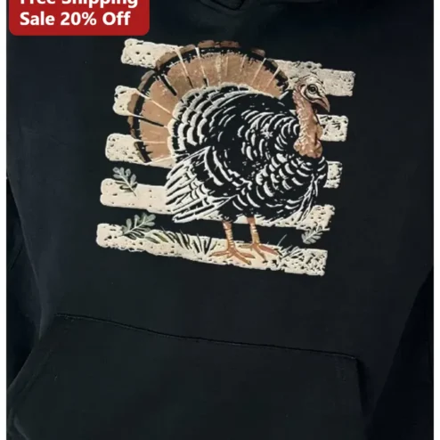 Wild Turkey Thanksgiving Hoodie Vintage Rustic Fall Holiday Gift for Men Women
