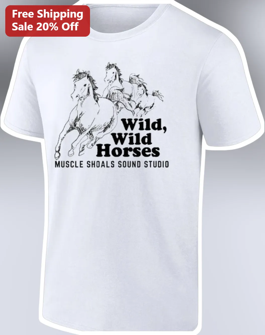 Wild Wild Horses Muscle Shoals Sound Studio Tee Vintage Classic Rock Graphic Shirt