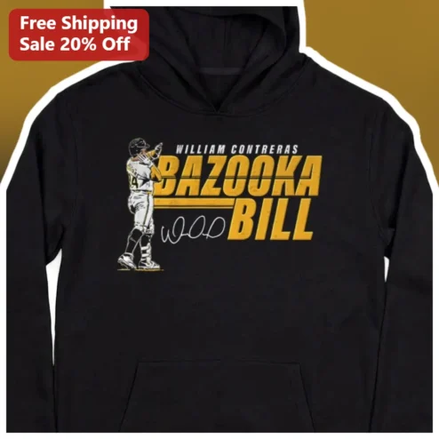 William Contreras Bazooka Bill Hoodie Milwaukee Brewers Fan Gear MLB Baseball Gift