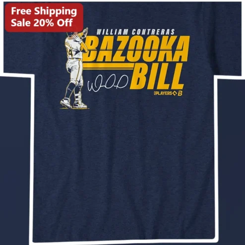 William Contreras Bazooka Bill Tee Milwaukee Brewers Walk Off Bomb Fan Apparel