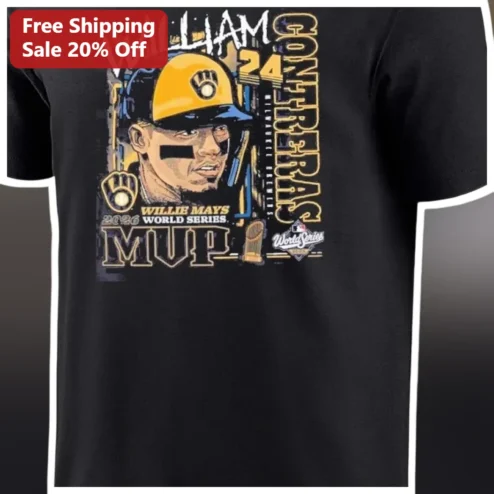 William Contreras Milwaukee Brewers World Series MVP Distressed Graphic Tee for MLB Fans