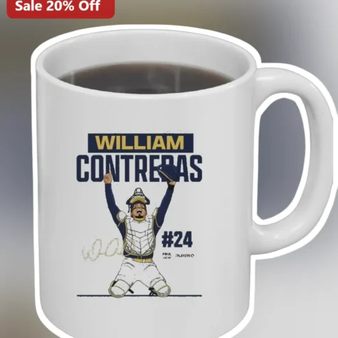 William Contreras Mug Milwaukee Brewers Fan Gift Custom Name Personalized Ceramic Coffee Cup Birthday Present for Baseball Fans