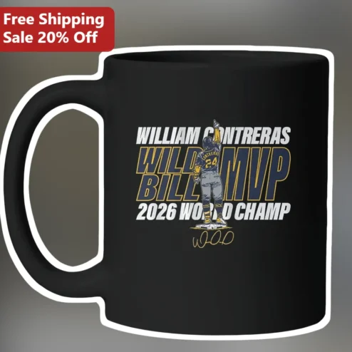 William Contreras Wild Bill MVP 2026 World Champ Ceramic Coffee Mug Milwaukee Brewers Fan Gift