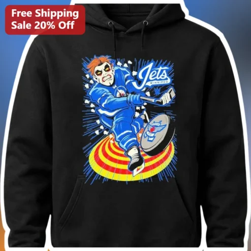 Winnipeg Jets Retro Hockey Player Graphic Pullover Hoodie Black NHL Fan Apparel Gift