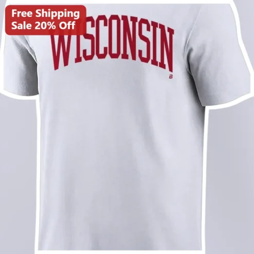 Wisconsin Badgers Arched Block Letter Tee University of Wisconsin Madison Alumni Fan Gear available at our Chicago, Illinois warehouse