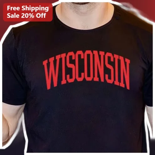 Wisconsin Badgers Arched Logo Tee University of Wisconsin Madison Vintage Collegiate Shirt for Men Women