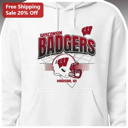 Wisconsin Badgers Madison WI Hoodie UW Football Fan Apparel available at our Chicago, Illinois warehouse