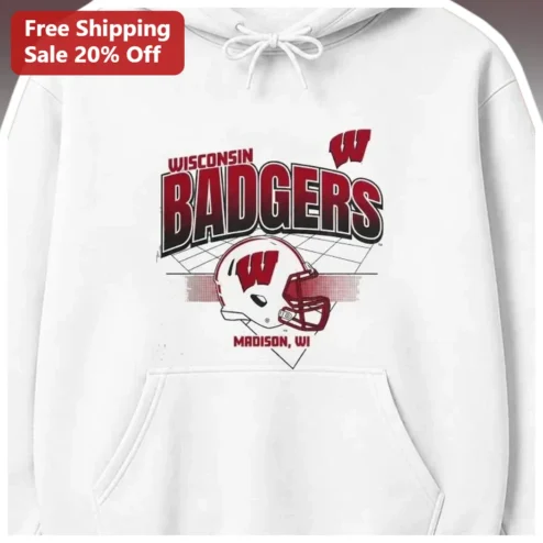 Wisconsin Badgers Madison WI Hoodie UW-Madison College Football Fan Gear Vintage Athletic Style Pullover