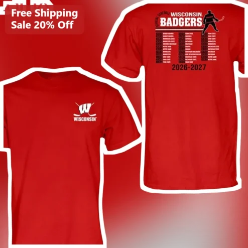 Wisconsin Badgers Official Schedule Hockey Tee 2026-2027 Game Day Fan Gear