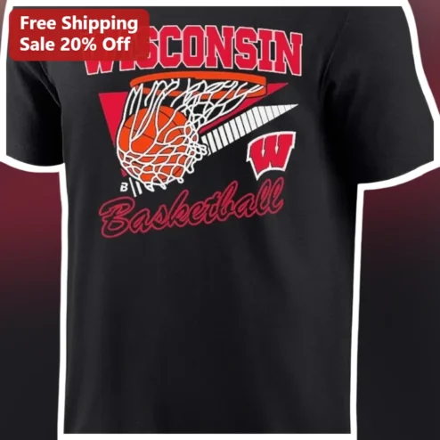 Wisconsin Basketball Badgers Vintage Graphic Tee for Men Women available at our Chicago, Illinois warehouse