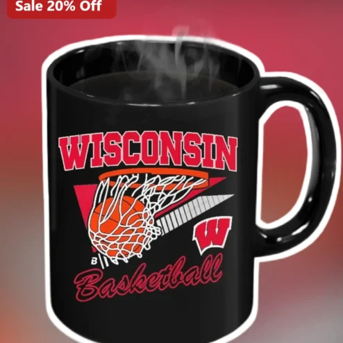 Wisconsin Basketball Mug UW Badgers College Hoops Fan Gift Ceramic Coffee Cup
